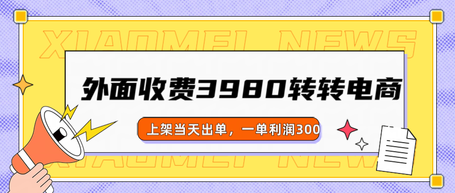 外面收费3980的转转电商玩法，上架当天出单，一单利润300-神茶创业网